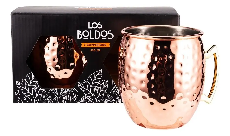 Vasos Moscow Mule Los Boldos Acero Inoxidable Cobre Set 2x500ml